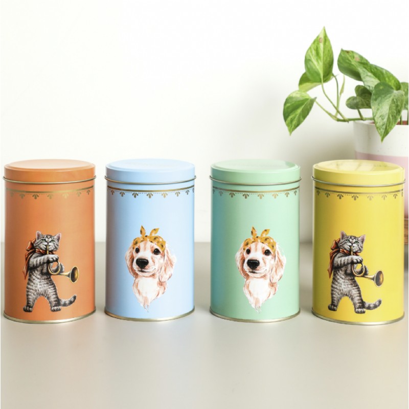 4'lü Metal Saklama Kabı - Hayvan Desenli