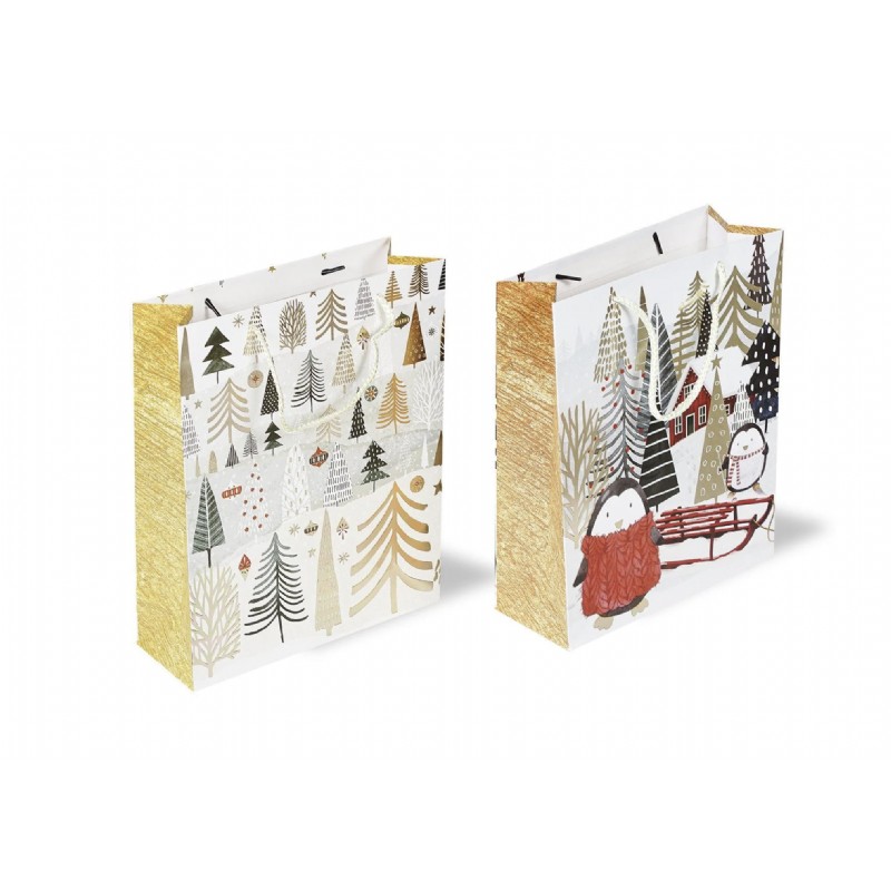 Yılbaşı Desenli Karton Çanta 2'li