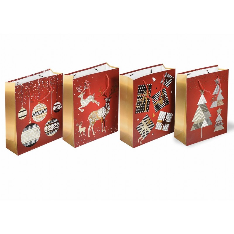 Yılbaşı Desenli Karton Çanta 4'lü