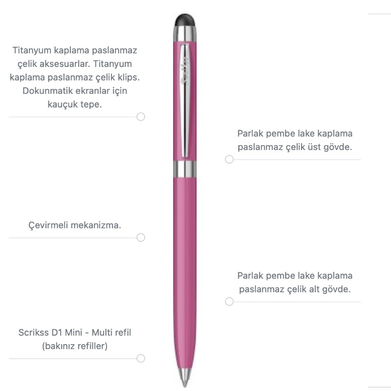 Scrikss Tükenmez Kalem Stylus Mini Touch Pen 799