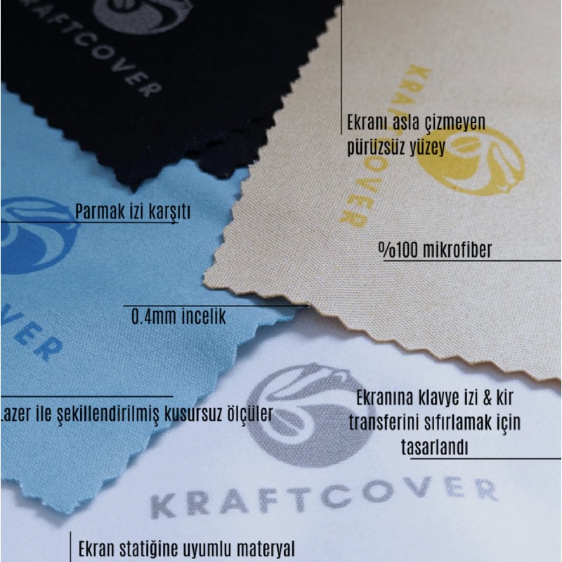 Kraftcover WhisperGuard Mikrofiber Klavye Örtüsü & Temizleme Bezi (2'li Paket)