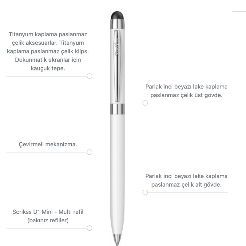 Scrikss Tükenmez Kalem Stylus Mini Touch Pen 799