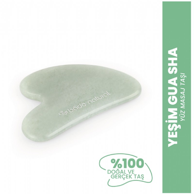 Bade Natural Yeşim / Pembe Kuvars Gua Sha %100 Doğal Ve Gerçek Yüz Masaj Taşı
