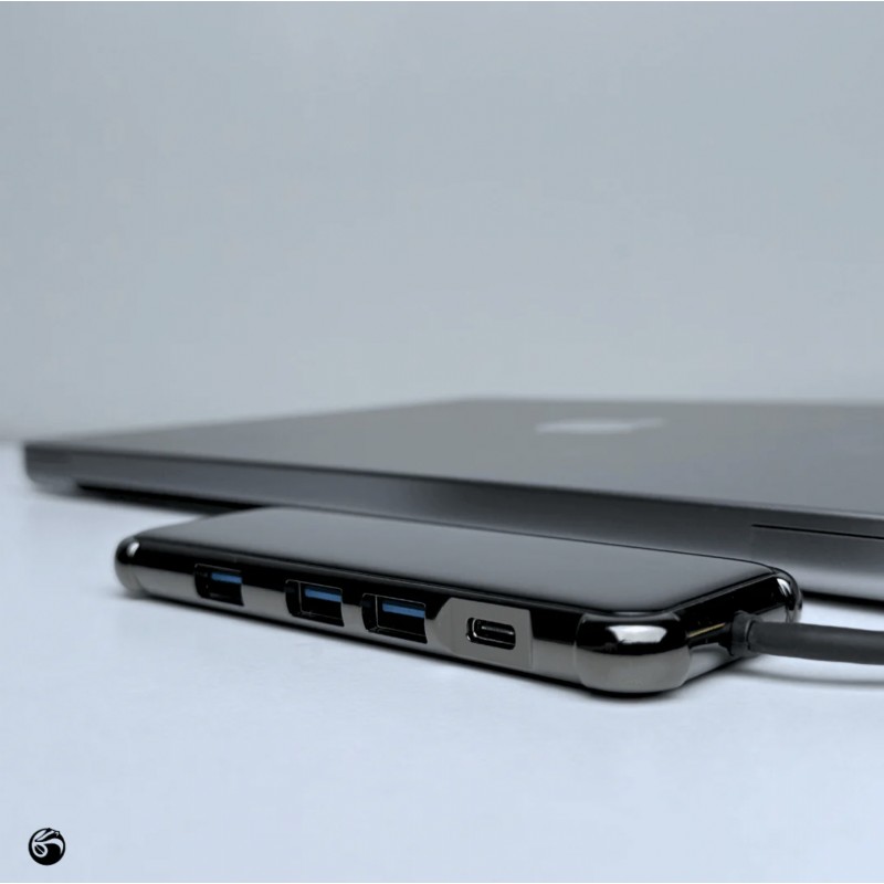 Kraftcover 5 Girişli TYPE-C'den USB'ye Dönüştürücü HUB + 4K HDMI Girişli Adaptör + TYPE-C Girişi