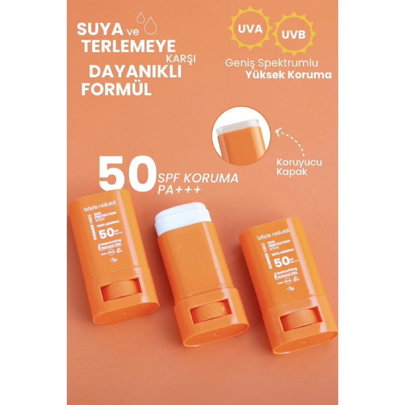 Bade Natural 50 SPF %100 Mineral Filtreli ve Doğal Yüksek Korumalı Güneş Stick