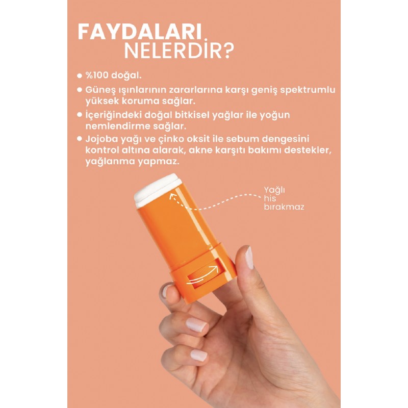 Bade Natural 50 SPF %100 Mineral Filtreli ve Doğal Yüksek Korumalı Güneş Stick