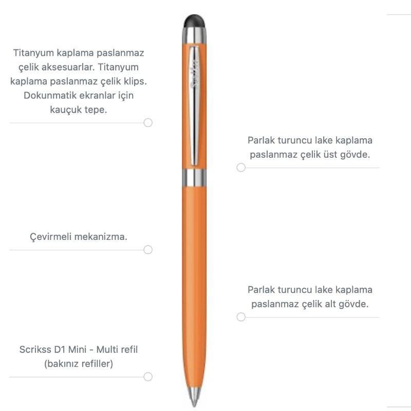 Scrikss Tükenmez Kalem Stylus Mini Touch Pen 799