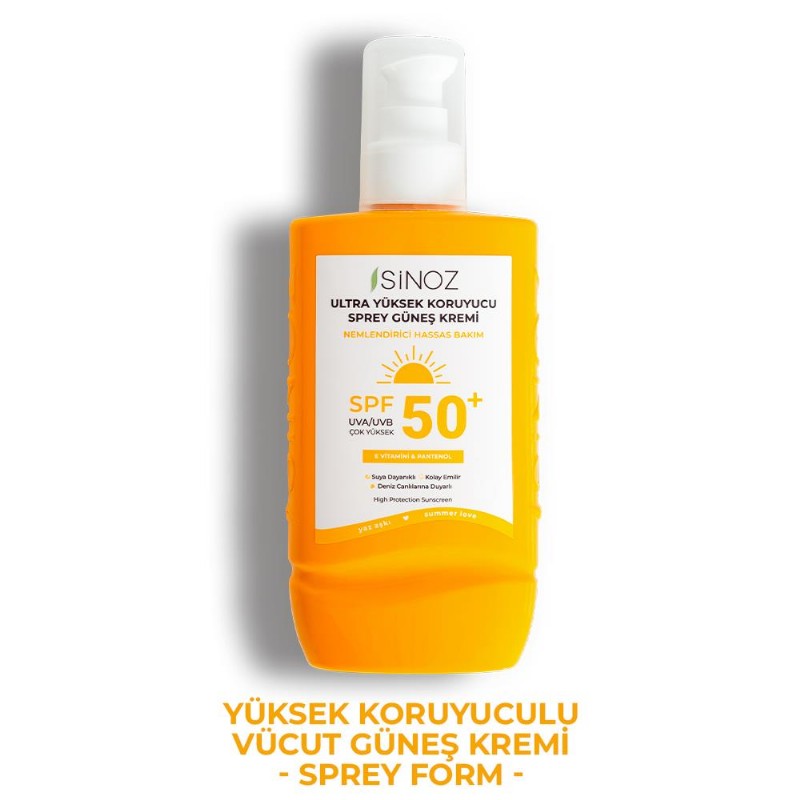 Sinoz Spf 50+ Ultra Yüksek Koruyucu Vücut Güneş Kremi Sprey