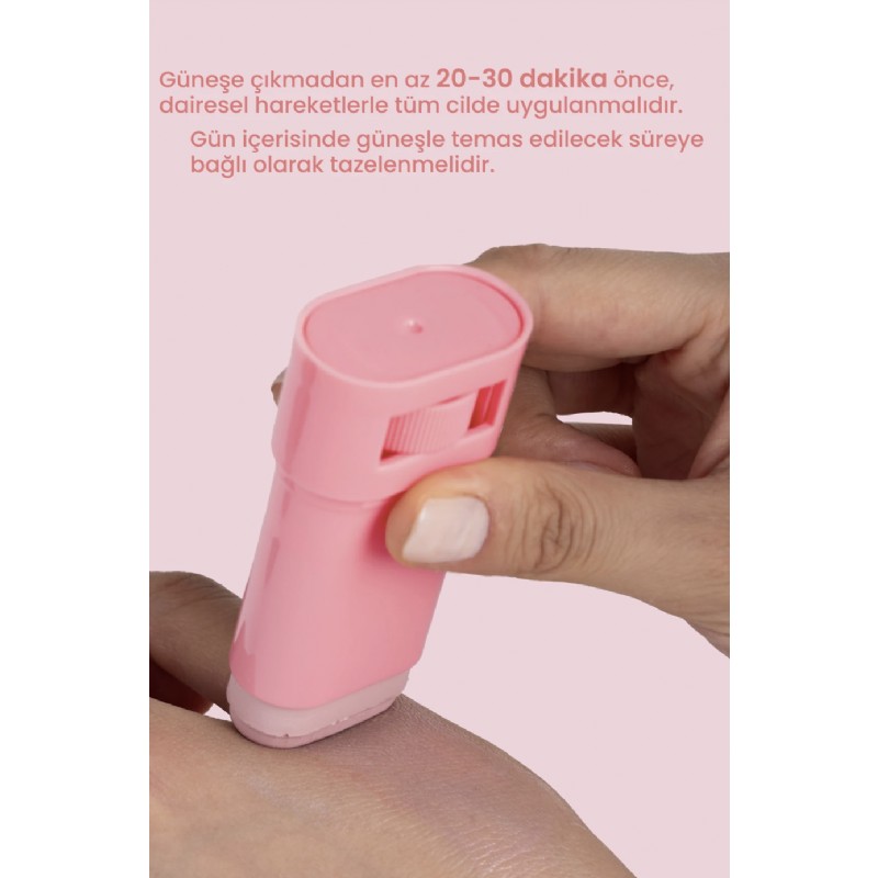 Bade Natural 50 SPF Ton Eşitleyici ve Cilt Aydınlatıcı Pembe Yüksek Korumalı Güneş Stick