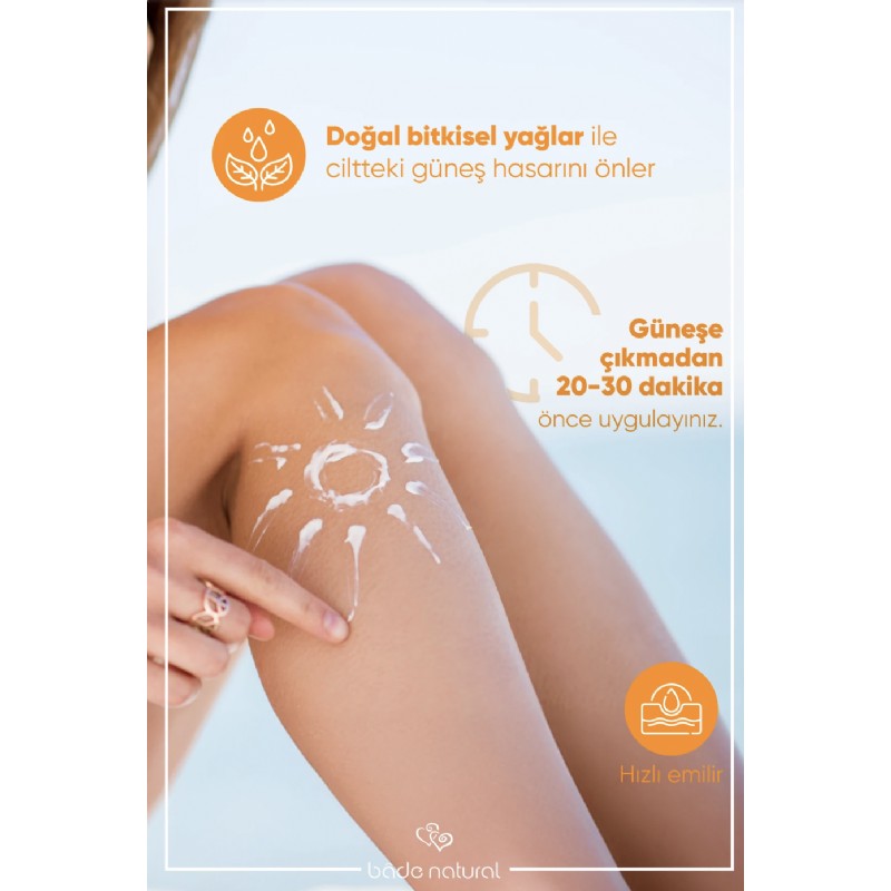 Bade Natural 50 SPF Güneş Koruyucu Yüz ve Vücut Sütü