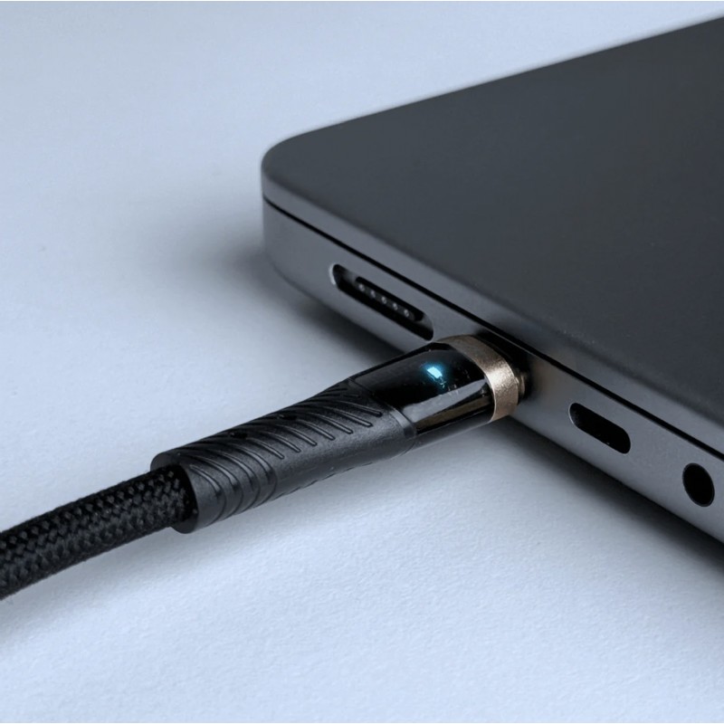 Kraftcover Örgü Dokulu Type-C Hızlı Şarj & Data Kablosu 100W - Led Işık Destekli