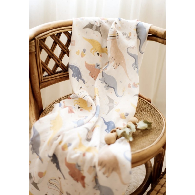 İlays Mabel Jurassic Desenli Müslin Örtü / Emzirme Örtüsü / Puset Örtüsü