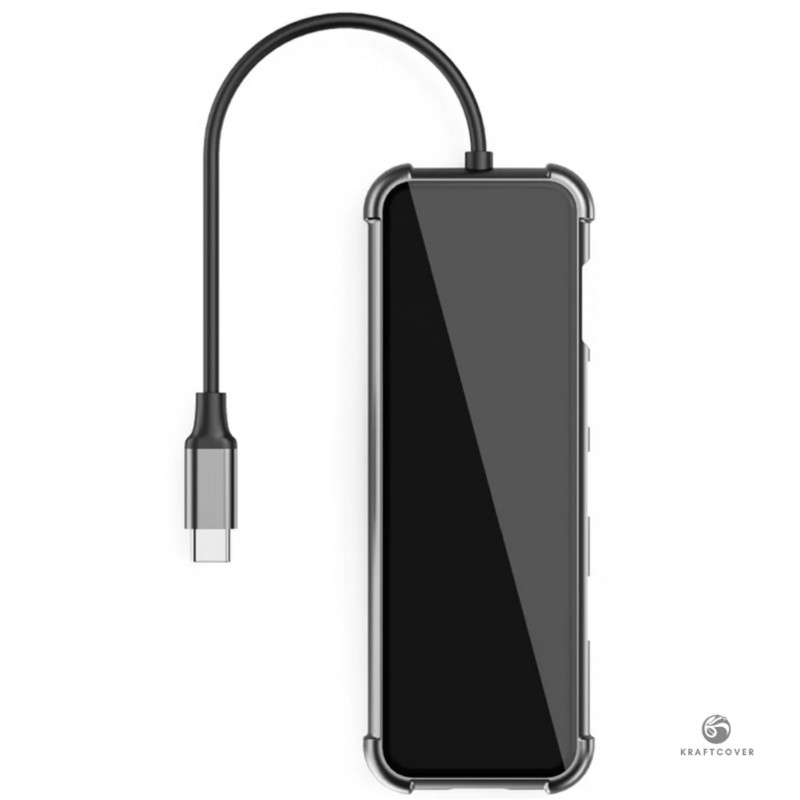 Kraftcover 5 Girişli TYPE-C'den USB'ye Dönüştürücü HUB + 4K HDMI Girişli Adaptör + TYPE-C Girişi