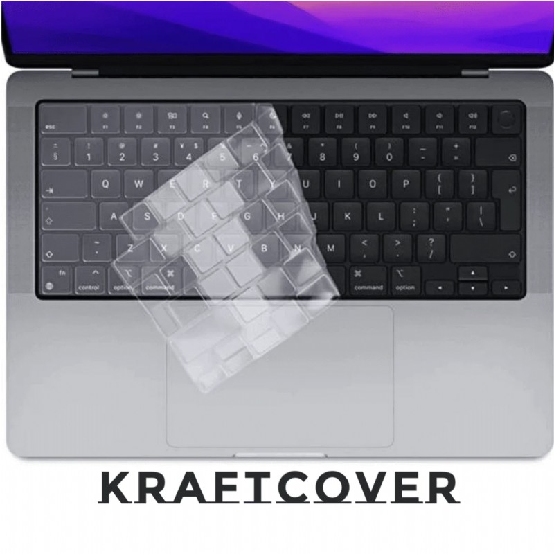 Kraftcover Macbook Pro & Air için Şeffaf Silikon Klavye Koruyucu