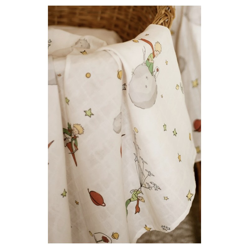 İlays Mabel Küçük Prens Desenli Müslin Örtü / Emzirme Örtüsü / Puset Örtüsü