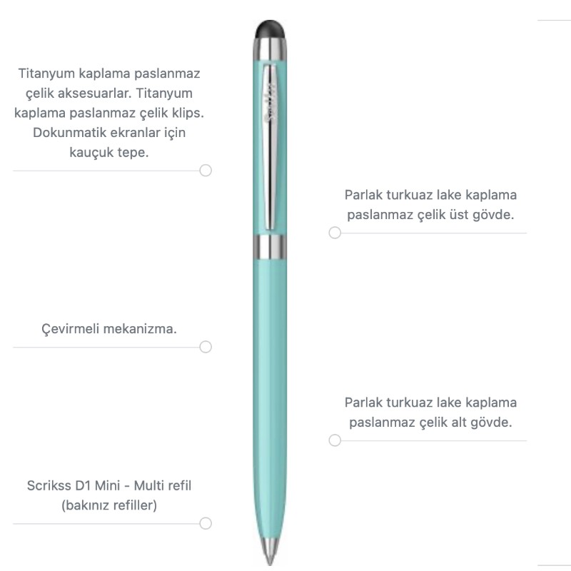 Scrikss Tükenmez Kalem Stylus Mini Touch Pen 799